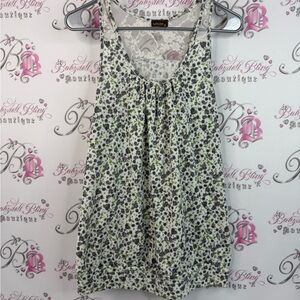 Lavish maternity tank top flowers lace Lacie White green Floral Tank Top